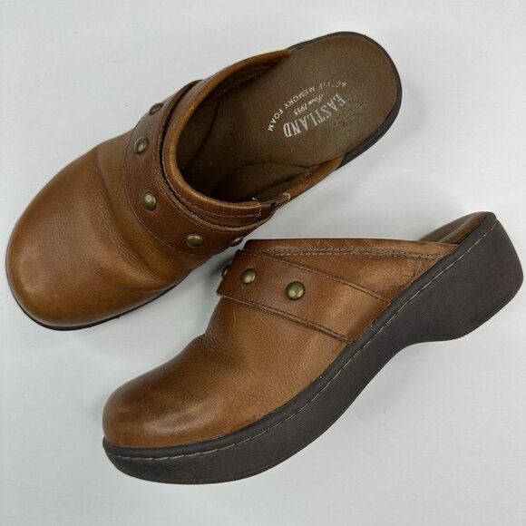 Eastlane Women's Brown Gabriella Leather Clog Mules US‎ 7.5 - Picture 1 of 15